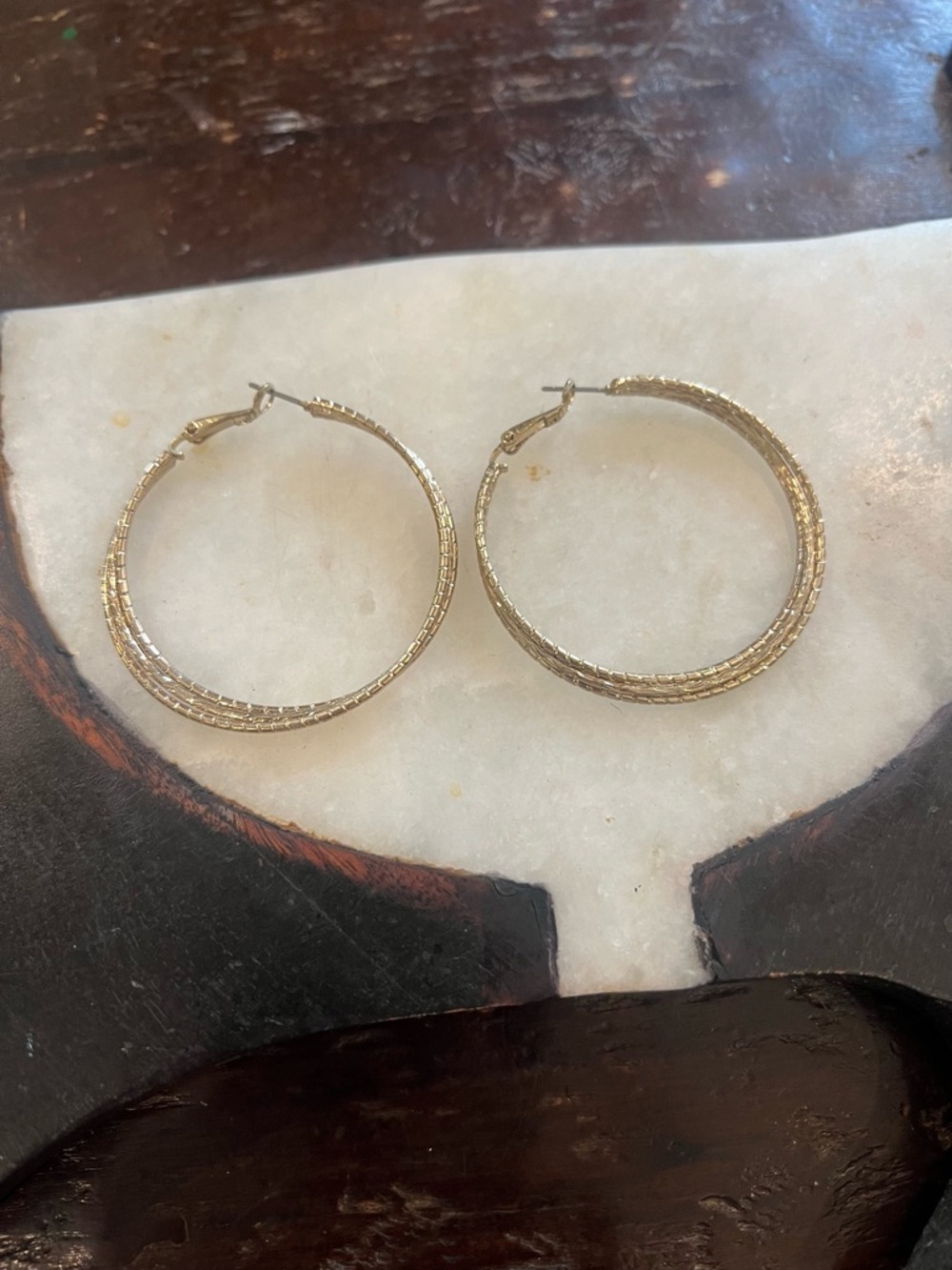Textured Gold Hoop Earrings for Women